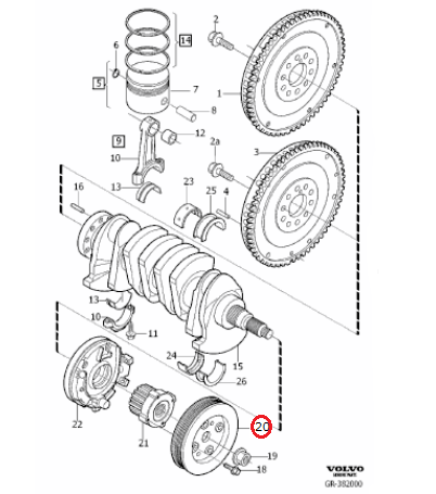 VOLVO / バイブレーションダンパー クランクプーリー / 30731039  