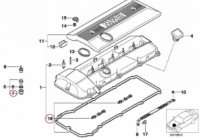BMW (E46 E60 E83) / シリンダーヘッドカバーガスケットセット タペットガバーガスケットセット グロメット付 /  11120030496・11121437395 / Elring [318.600]