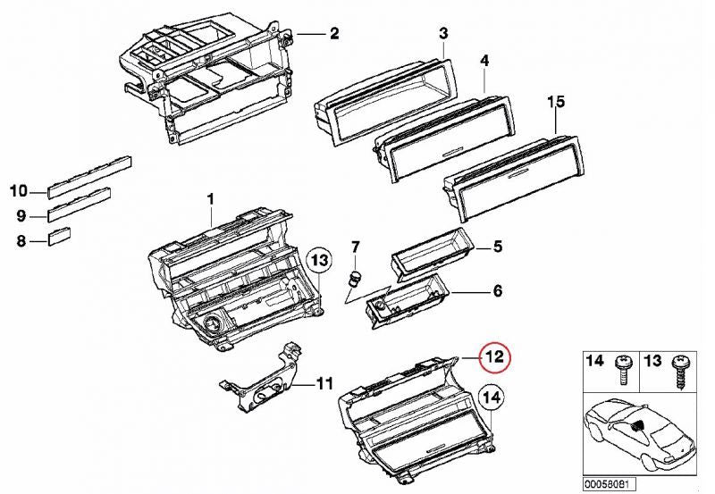 BMW (E46) / センターコンソールパネル 喫煙者用パッケージ 左ハンドル車用 / 51168268892 / BMW純正 ｜ EURO  AUTO（ユーロオート）