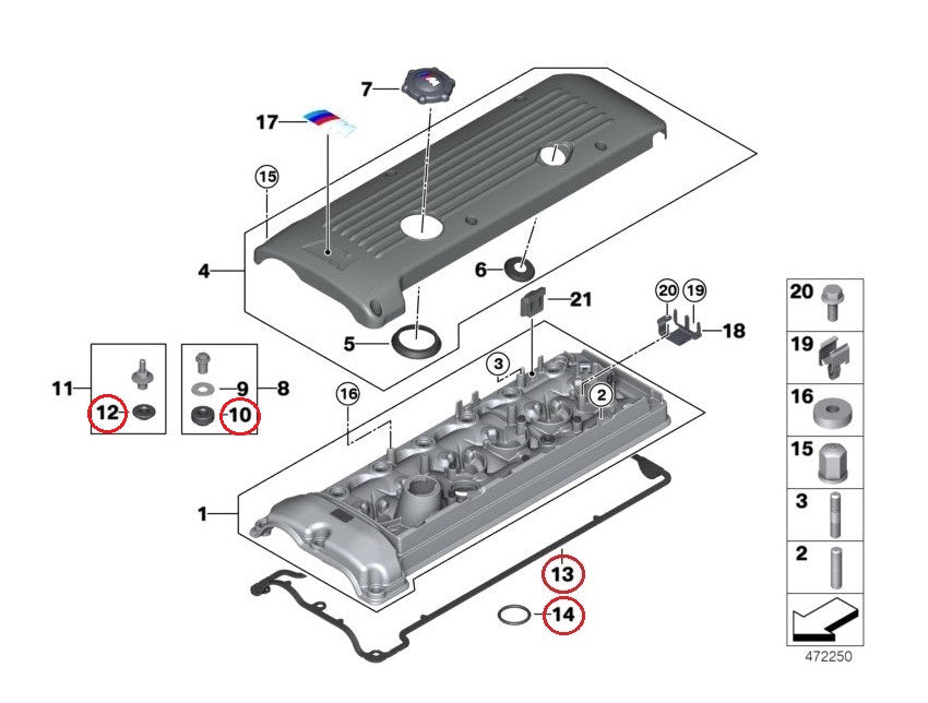 BMW (E46 M3 Z3M Z4M) / シリンダーヘッドカバーガスケットセット タペットガバーガスケットセット /  11127832034・11127831271 / Elring [353.540]