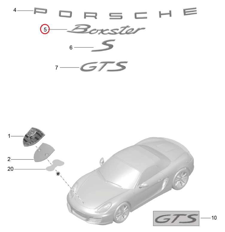 ポルシェ純正 PORSCHE クレスト エンブレム(Black & Silver) 356